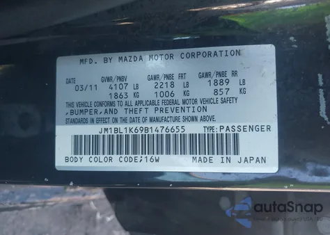 2011 Mazda Mazda3 S Sport from USA, damaged, VIN JM1BL1K69B1476655
